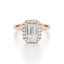 Emerald-cut Halo Engagement Ring with a Diamond Gold Band