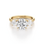 Round-cut Three Stone Engagement Ring with Round Side Stones in Gold
