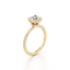Round-cut Secret Halo Engagement Ring with a Pavé Diamond Band