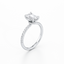 Emerald-cut Secret Halo Engagement Ring with a Pavé Diamond Band
