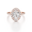 Oval-cut Halo Engagement Ring with a Diamond Gold Band
