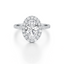 Oval-cut Halo Engagement Ring with a Diamond Gold Band