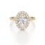 Oval-cut Halo Engagement Ring with a Diamond Gold Band