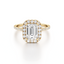 Emerald-cut Halo Engagement Ring with a Diamond Gold Band