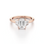 Three Stone Engagement Ring with Baguette Side Stones in Gold