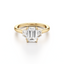 Three Stone Engagement Ring with Baguette Side Stones in Gold