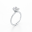Oval-cut Secret Halo Engagement Ring with a Pavé Diamond Band