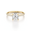 Oval-cut Secret Halo Engagement Ring with a Pavé Diamond Band